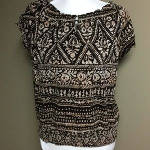 Chaps Short Sleeve Top Brown and Tan Size Large